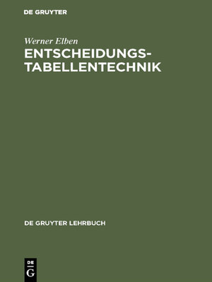 cover image of Entscheidungstabellentechnik